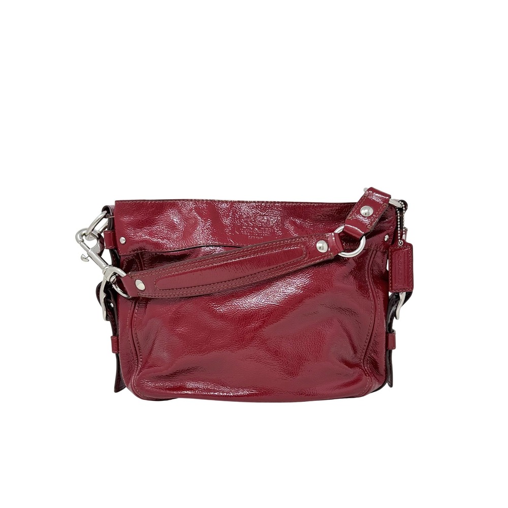 Coach‎ Zoe Red Patent Leather Hobo Shoulder Bag F12735 Y2K Silver Hardware